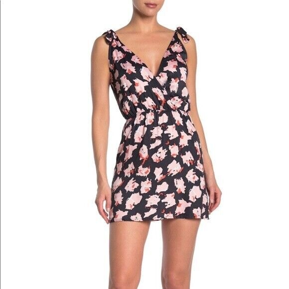 The Bikini Lab Feline Fine Coverup Dress Womens XL Mini Tie Strap Surplice NWT - Picture 2 of 8